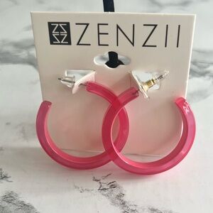Zenzii Pink Hoop Resin Post Earrings NWT